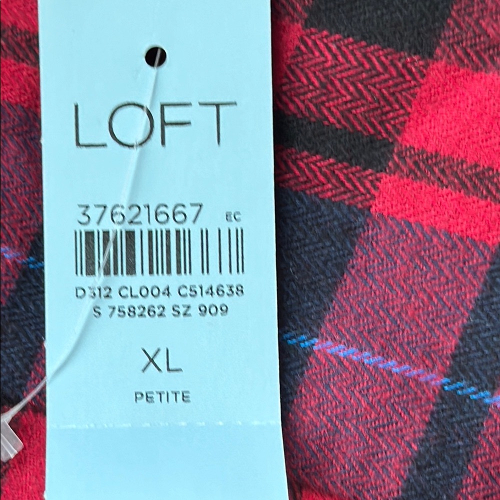 Brand New LOFT Red and Blue Plaid Shirt - Picture 8 of 12